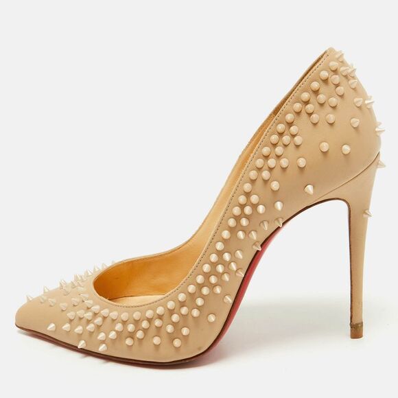 Christian Louboutin Shoes - Christian Louboutin Beige Leather Escarpic Pumps Size 37.5